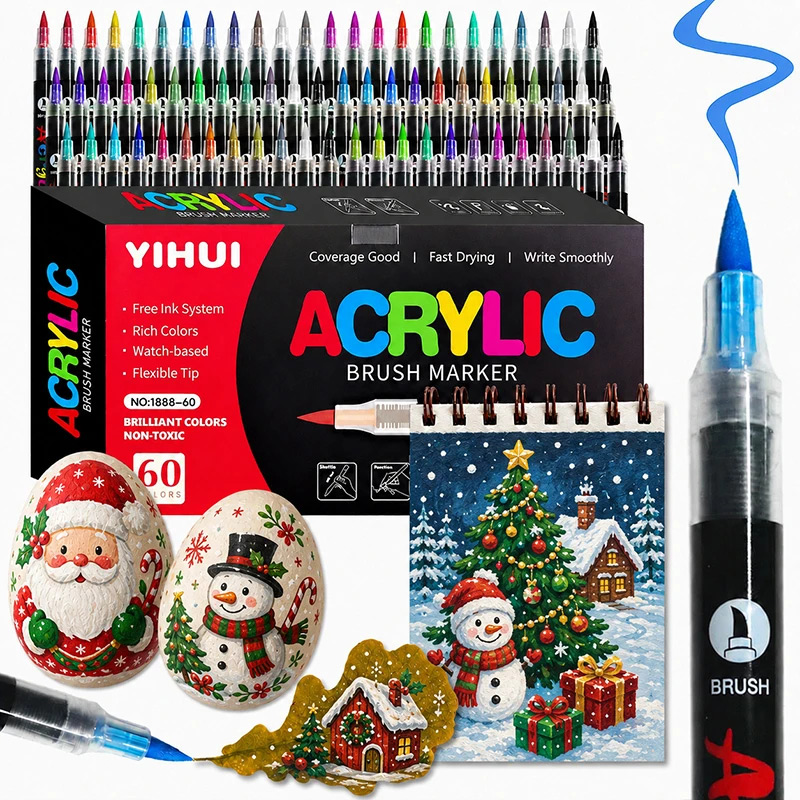 Acrylic Pour Paint - ชุดปากกาอะคริลิค 12-60 สี แบบไม่ต้องกด ปากกาเพ้นท์สี ไม่เป็นพิษ