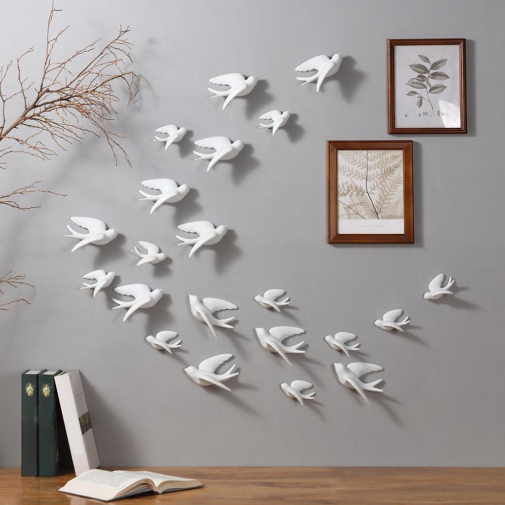 Art Craft Room - ชุดประติมากรรมนกกระจอกเซรามิกสำหรับแขวนผนัง 2 ชิ้น สำหรับตกแต่งบ้านให้อบอุ่นในห้องนั่งเล่นและห้องนอน งานฝีมือ
