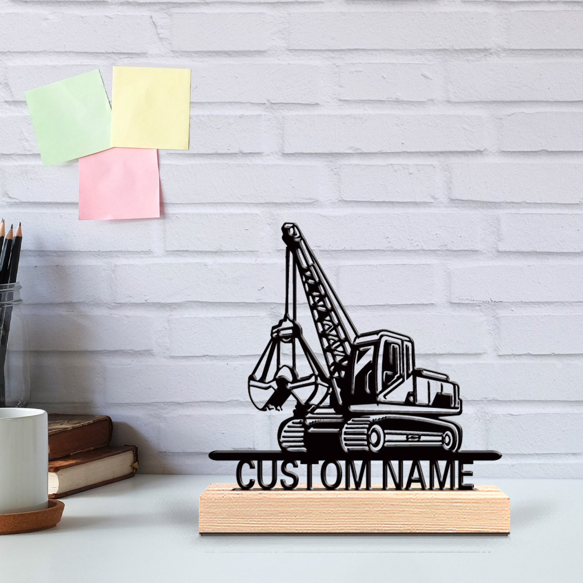 Art Craft Material - รูปปั้นรถแทรกเตอร์ 1 ชิ้น แบบกำหนดเอง พร้อมฐานไม้ งานศิลปะโลหะตกแต่งสำนักงาน