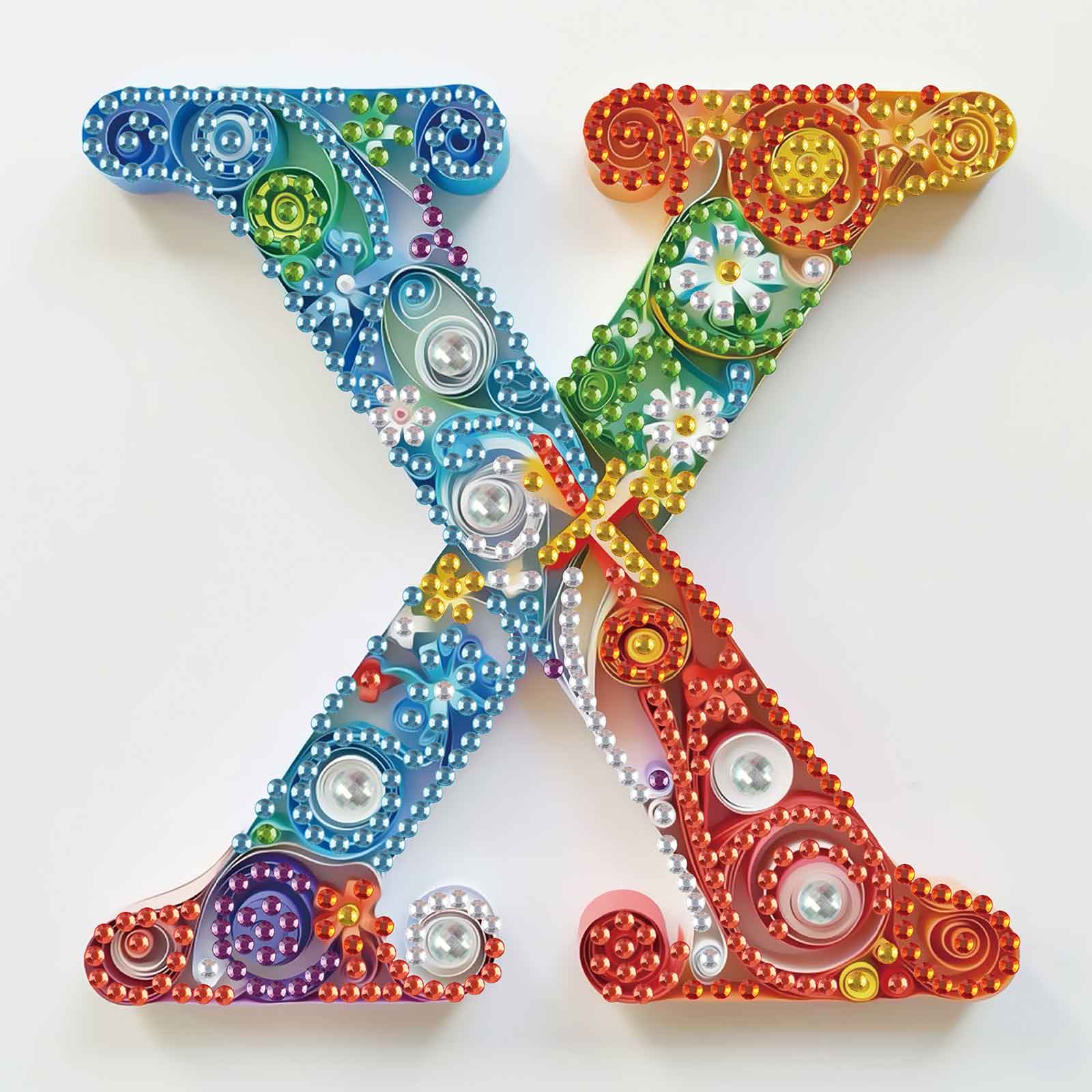 Art And Craft Letter X - ชุดอุปกรณ์วาดภาพเพชรรูปทรงพิเศษ, ชุดงานฝีมือเพชร DIY รูปตัวอักษร X สำหรับตกแต่งบ้าน