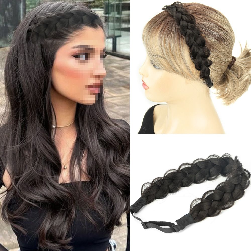 Art And Craft Hair - ปรับถักผมแถบคาดศีรษะสีทอง/สีน้ําตาล/สีดํายืดผมสังเคราะห์ Bun Extensions Non-SLIP reusable