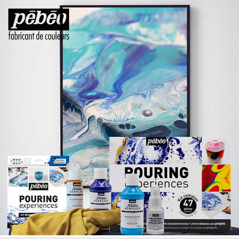 Acrylic Pour Paint - PEBEO ประสบการณ์การเทสีอะคริลิคเหลว 118 มล. การทาสีของเหลววัสดุหล่อน้ํามันซิลิโคนเซลล์กลาง