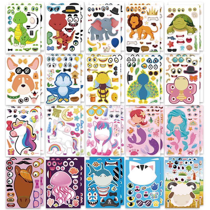 12/24 แผ่น Make a Face สติกเกอ - Art And Craft Zoo Animals บทวิจารณ์และราคา