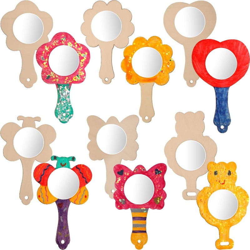 กระจกไม้ DIY 2 ชิ้น กระจกไม้ขน - Art Craft Mirror บทวิจารณ์และราคา